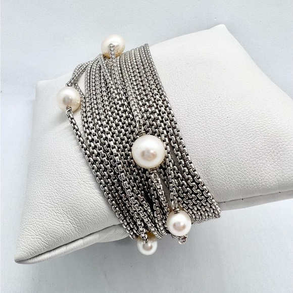 David Yurman Sixteen-Row Chain Bracelet with Pearls - Picture 2 of 13